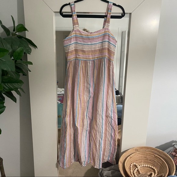 C&C California Stripe Linen Button Front Sleeveless Maxi Dress - Picture 6 of 7
